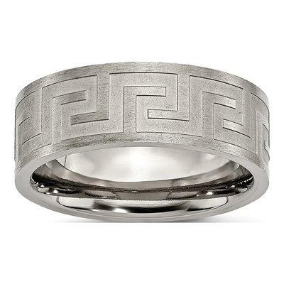 Titanium 8mm Greek Key Wedding Band