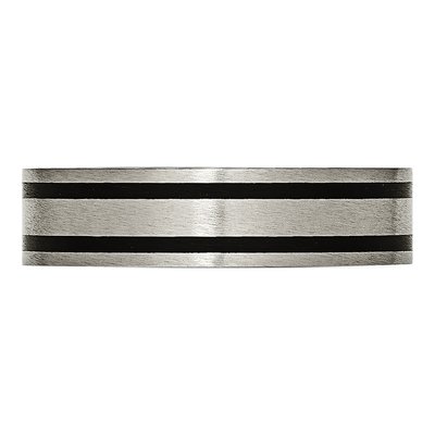 Titanium 6mm Black Enamel Flat Wedding Band – view 5