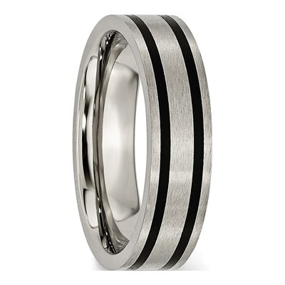 Titanium 6mm Black Enamel Flat Wedding Band – view 6