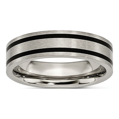 Titanium 6mm Black Enamel Flat Wedding Band