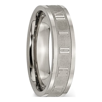 Titanium 6mm Roman Numeral Wedding Band – view 5