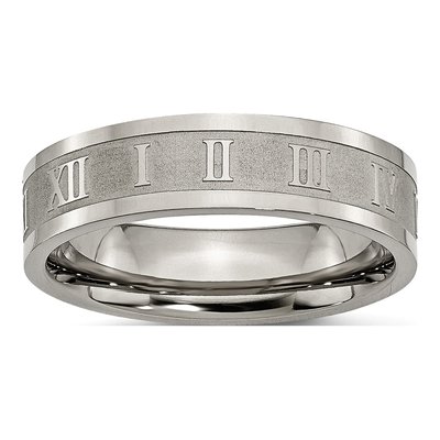Titanium 6mm Roman Numeral Wedding Band