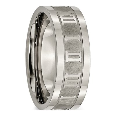 Titanium 8mm Roman Numeral Wedding Band – view 6