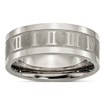Titanium 8mm Roman Numeral Wedding Band