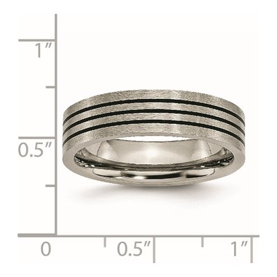 Titanium 6mm Black Enamel Striped Wedding Band – view 7