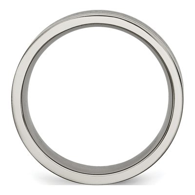 Titanium 8mm Black Enamel Striped Wedding Band – view 3