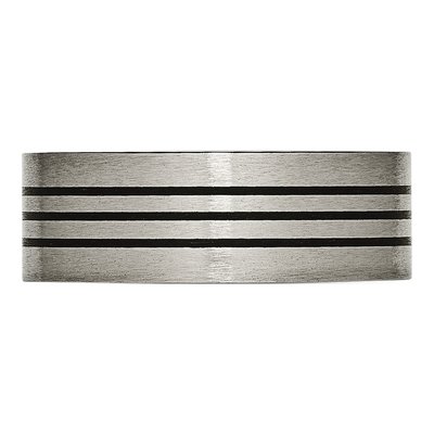 Titanium 8mm Black Enamel Striped Wedding Band – view 4