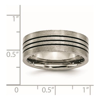 Titanium 8mm Black Enamel Striped Wedding Band – view 7