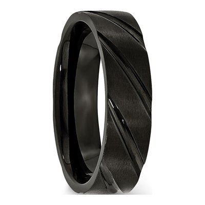 Black Titanium 6mm Swirl Wedding Band – view 6
