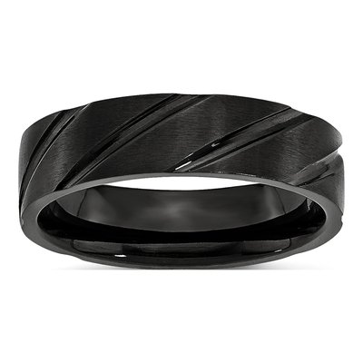 Black Titanium 6mm Swirl Wedding Band