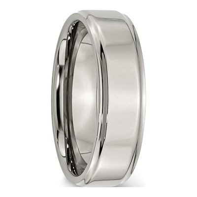 Titanium 7mm Ridged Edge Wedding Band – view 5