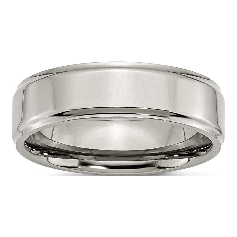 Titanium 7mm Ridged Edge Wedding Band