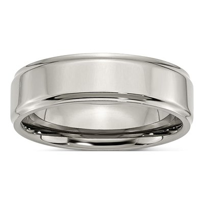 Titanium 7mm Ridged Edge Wedding Band