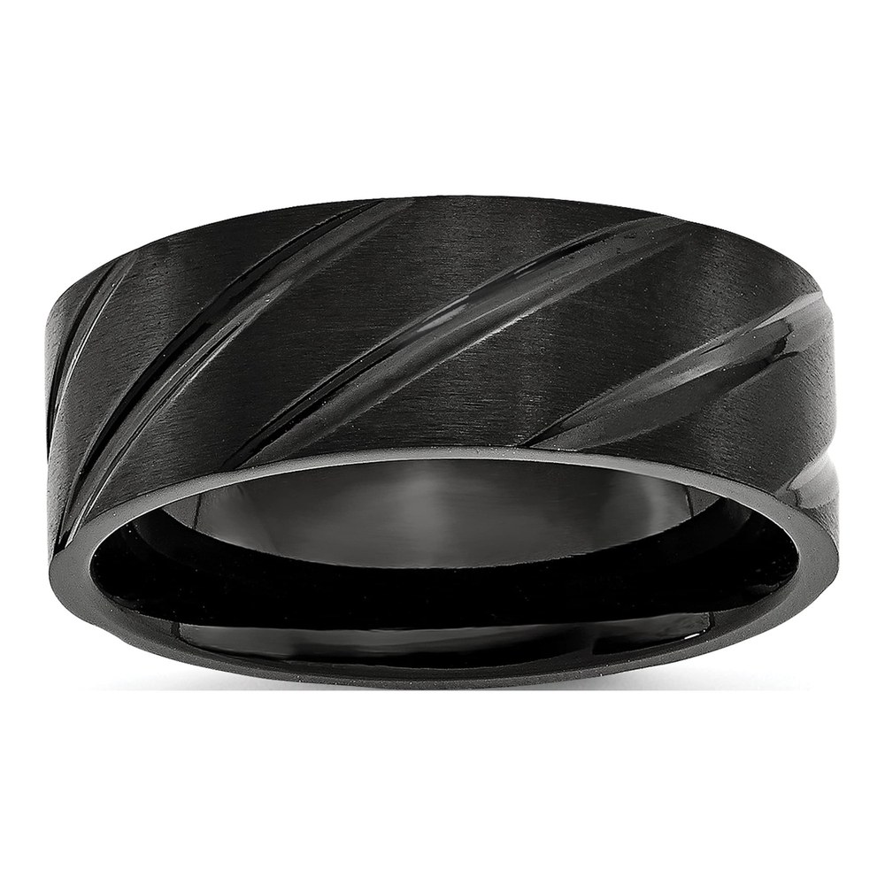 Black Titanium 8mm Swirl Wedding Band