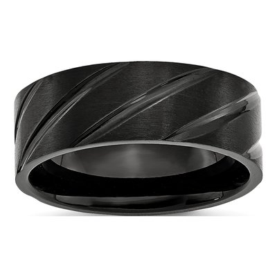 Black Titanium 8mm Swirl Wedding Band