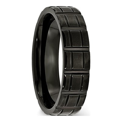 Black Titanium 6mm Notched Wedding Band – view 5