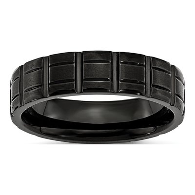 Black Titanium 6mm Notched Wedding Band