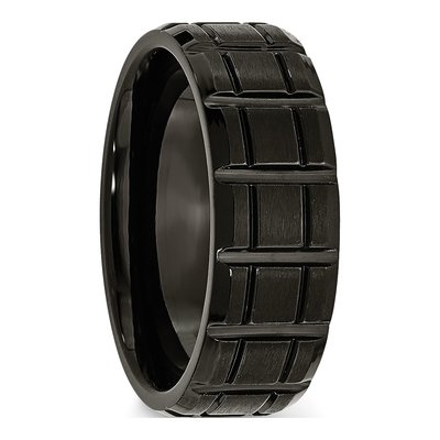 Black Titanium 8mm Notched Wedding Band – view 5