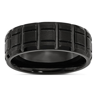 Black Titanium 8mm Notched Wedding Band