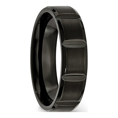 Black Titanium 6mm Grooved Wedding Band – view 5