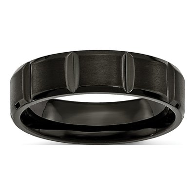 Black Titanium 6mm Grooved Wedding Band