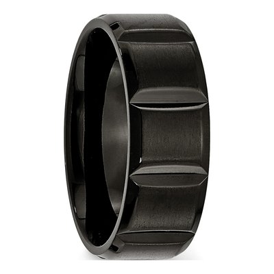 Black Titanium 8mm Grooved Wedding Band – view 5