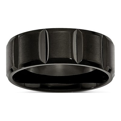 Black Titanium 8mm Grooved Wedding Band