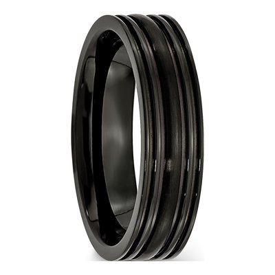 Titanium Black IP Grooved 6mm Wedding Band – view 5