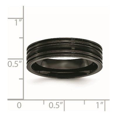 Titanium Black IP Grooved 6mm Wedding Band – view 7