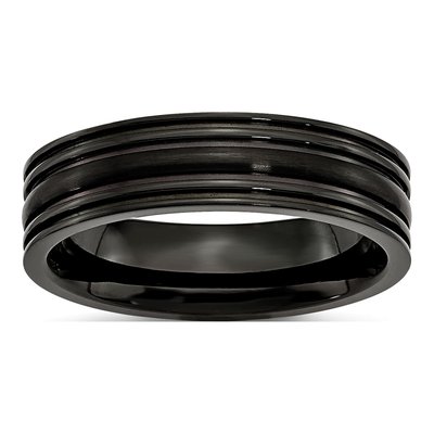 Black Titanium 6mm Grooved Wedding Band