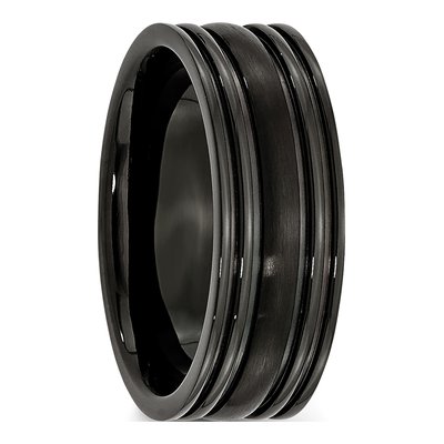 Black Titanium 8mm Grooved Wedding Band – view 5