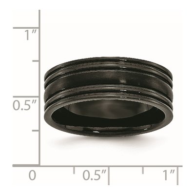 Black Titanium 8mm Grooved Wedding Band – view 7