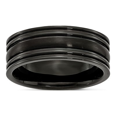 Black Titanium 8mm Grooved Wedding Band