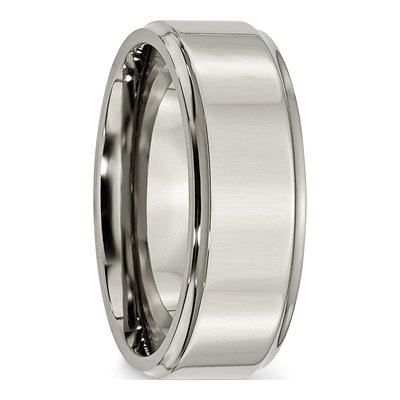 Titanium 8mm Ridged Edge Wedding Band – view 6