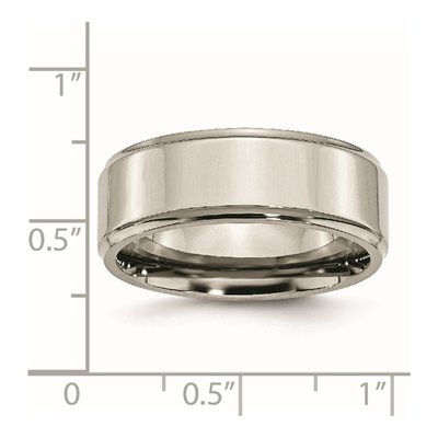 Titanium 8mm Ridged Edge Wedding Band – view 8