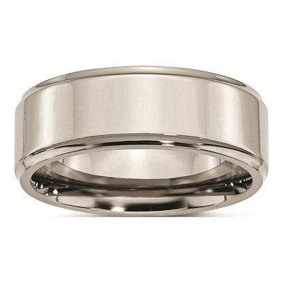 Titanium 8mm Ridged Edge Wedding Band