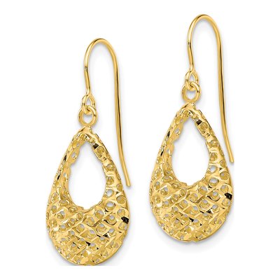 10K Yellow Gold Textured Dangle Earrings – view 3