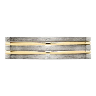Titanium 6mm IP Grooved Wedding Band – view 5