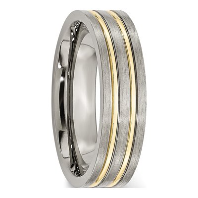 Titanium 6mm IP Grooved Wedding Band – view 6