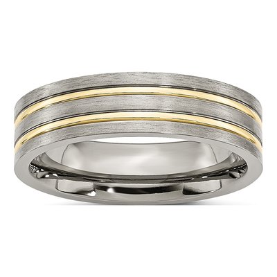 Titanium 6mm IP Grooved Wedding Band