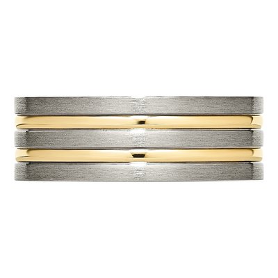 Titanium 8mm IP Grooved Wedding Band – view 5