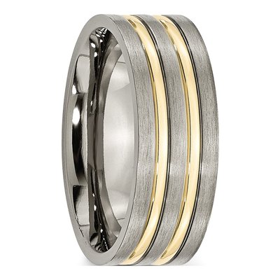Titanium 8mm IP Grooved Wedding Band – view 6