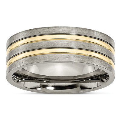 Titanium 8mm IP Grooved Wedding Band