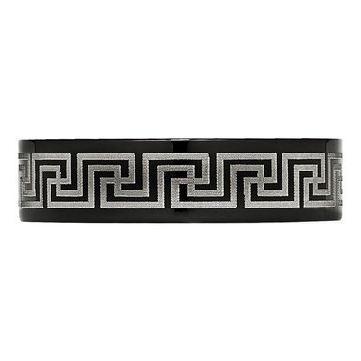 Black Titanium 6mm Greek Key Wedding Band – view 4