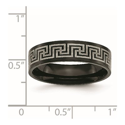 Black Titanium 6mm Greek Key Wedding Band – view 7