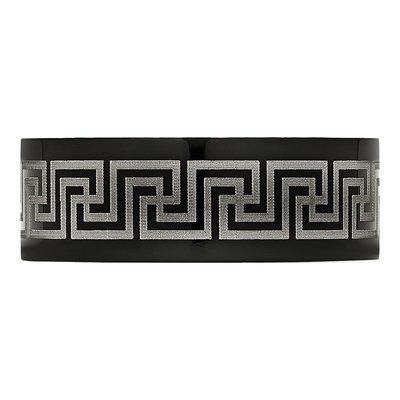 Black Titanium 8mm Black Greek Key Wedding Band – view 4
