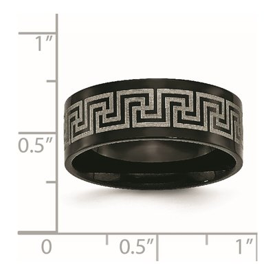 Black Titanium 8mm Black Greek Key Wedding Band – view 7