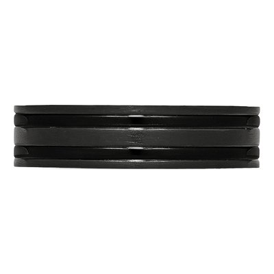 Black Titanium 6mm Grooved Comfort-Fit Wedding Band – view 5