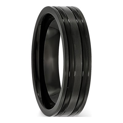 Black Titanium 6mm Grooved Comfort-Fit Wedding Band – view 6