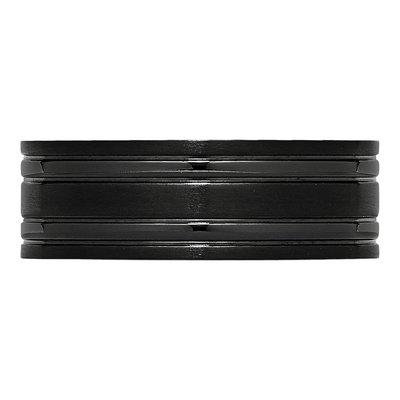 Black Titanium 8mm Grooved Comfort-Fit Wedding Band – view 5